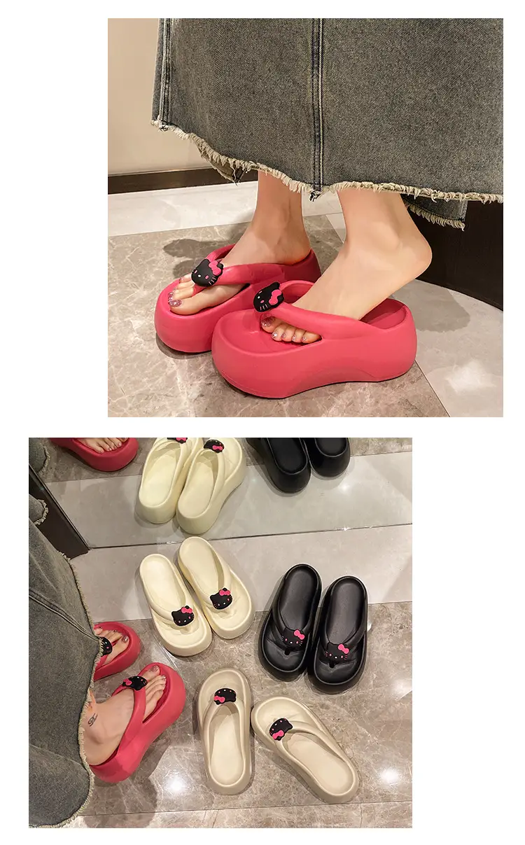 2024 Pink Cartoon Cat Flip Flops Women's Lazy Sandals — feature 4