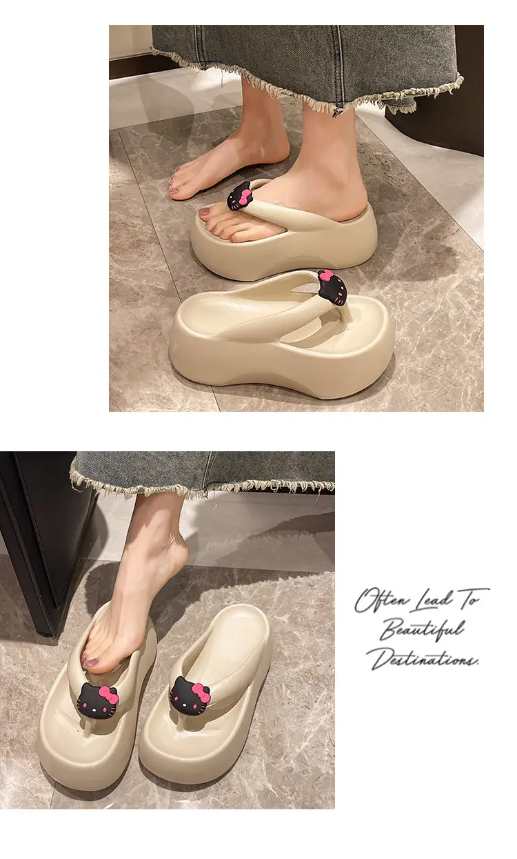 2024 Pink Cartoon Cat Flip Flops Women's Lazy Sandals — feature 5