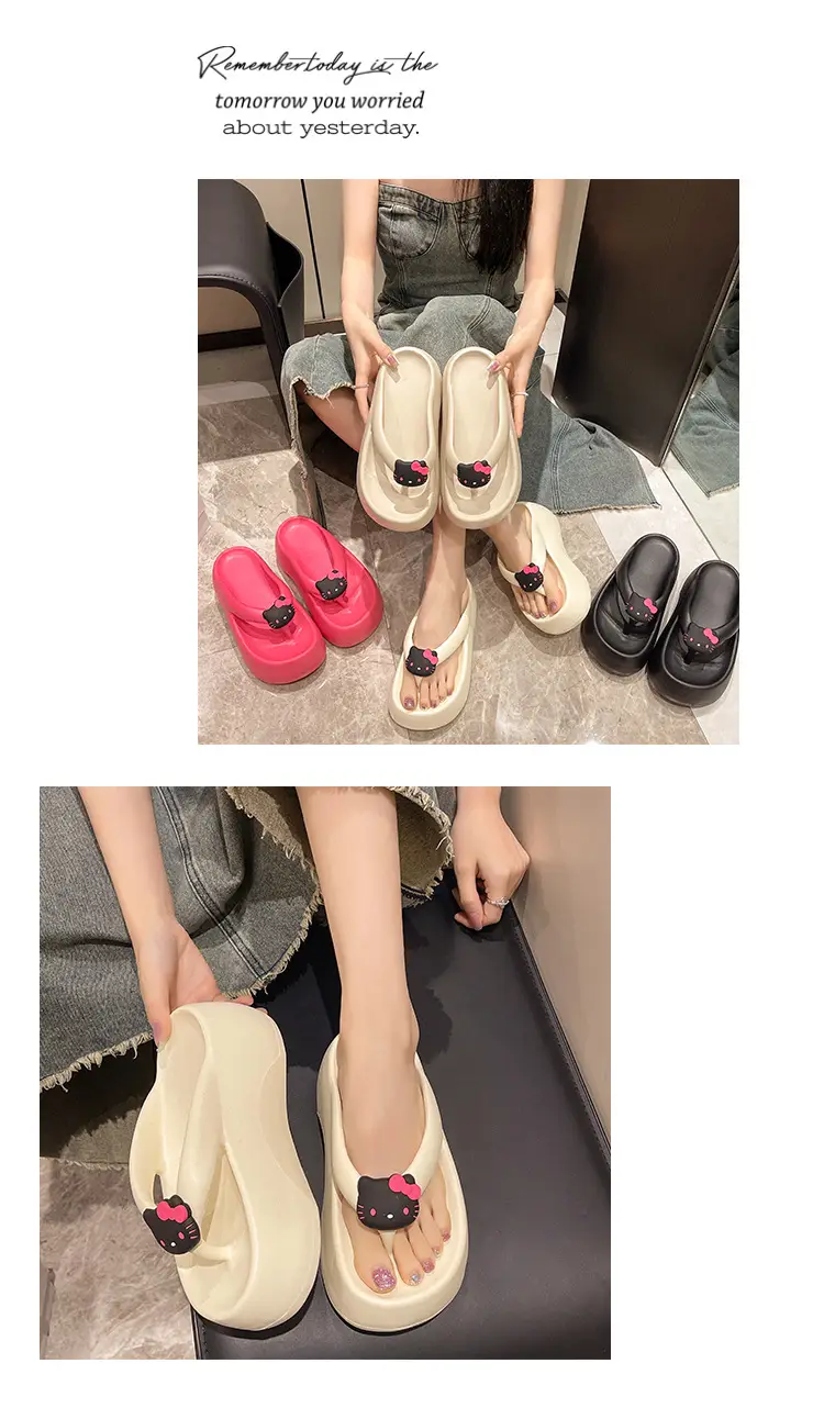 2024 Pink Cartoon Cat Flip Flops Women's Lazy Sandals — feature 7