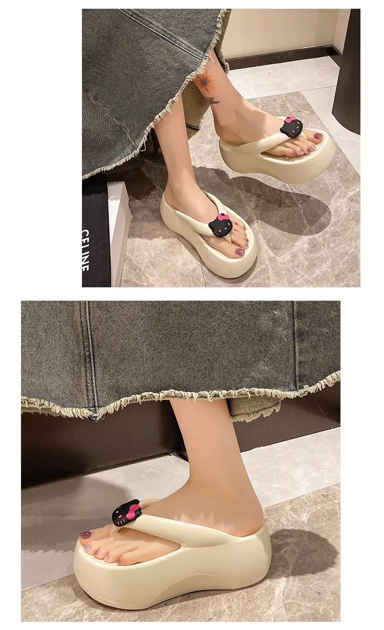 2024 Pink Cartoon Cat Flip Flops Women's Lazy Sandals — feature 8