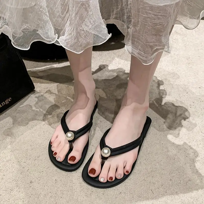 Pearl Flip-Flops for Women, Summer Outdoor Wear, Flat Soft Sole, Travel Beach Sandals, 2026 New Model - Image 6