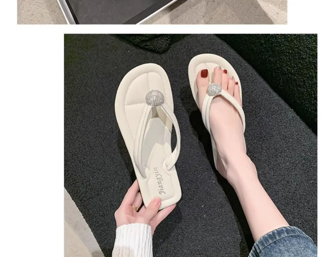 Pearl Flip-Flops for Women, Summer Outdoor Wear, Flat Soft Sole, Travel Beach Sandals, 2026 New Model — feature 16