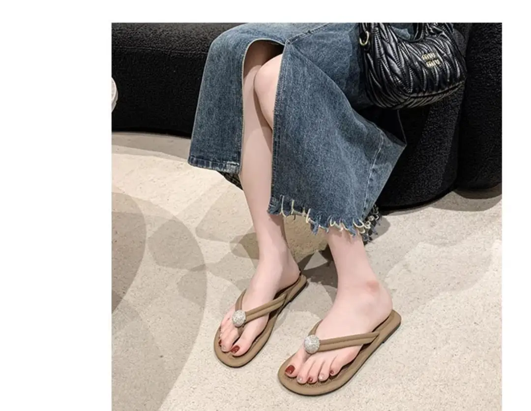 Pearl Flip-Flops for Women, Summer Outdoor Wear, Flat Soft Sole, Travel Beach Sandals, 2026 New Model — feature 23