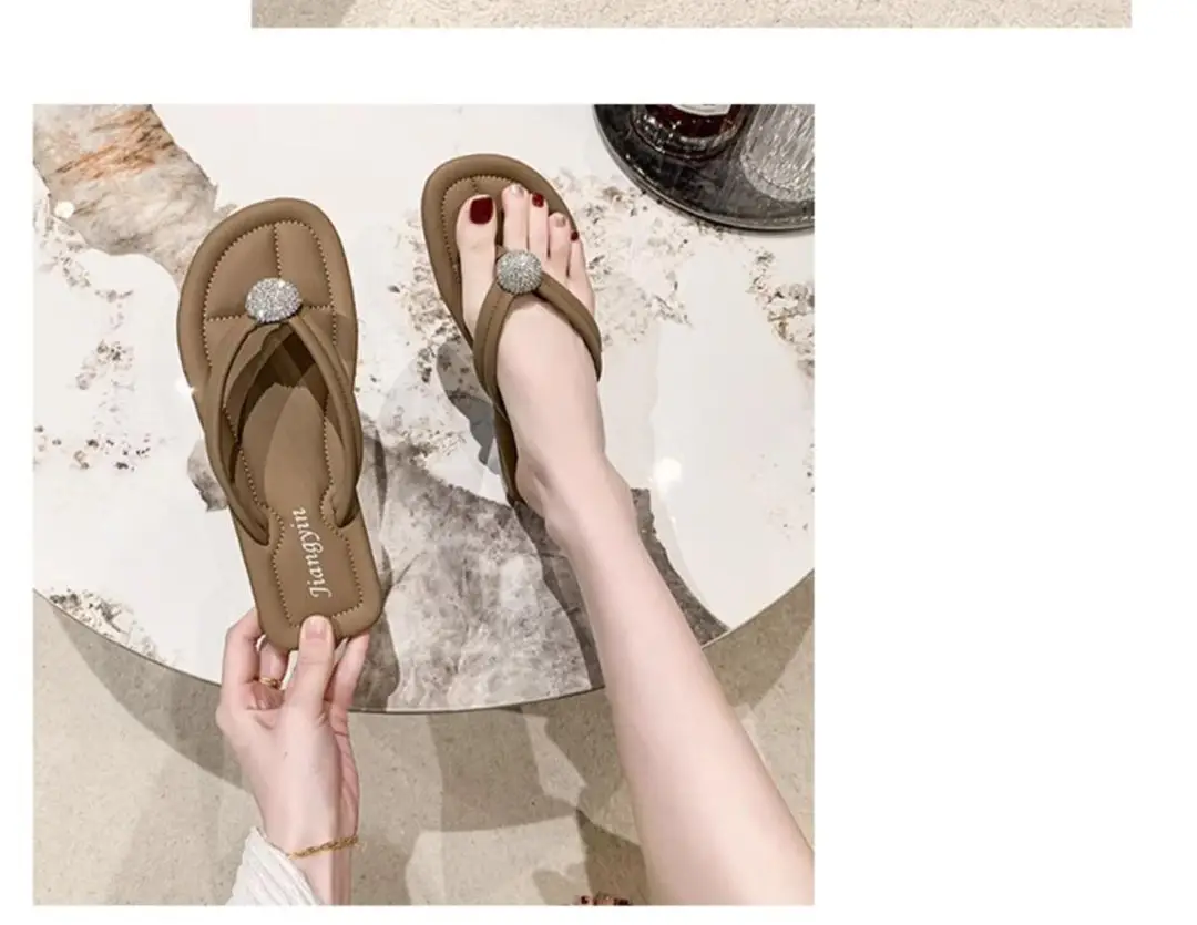 Pearl Flip-Flops for Women, Summer Outdoor Wear, Flat Soft Sole, Travel Beach Sandals, 2026 New Model — feature 24