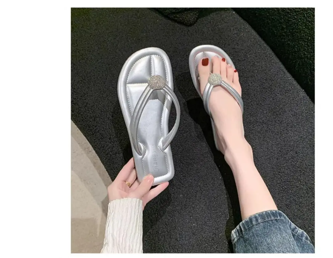 Pearl Flip-Flops for Women, Summer Outdoor Wear, Flat Soft Sole, Travel Beach Sandals, 2026 New Model — feature 28