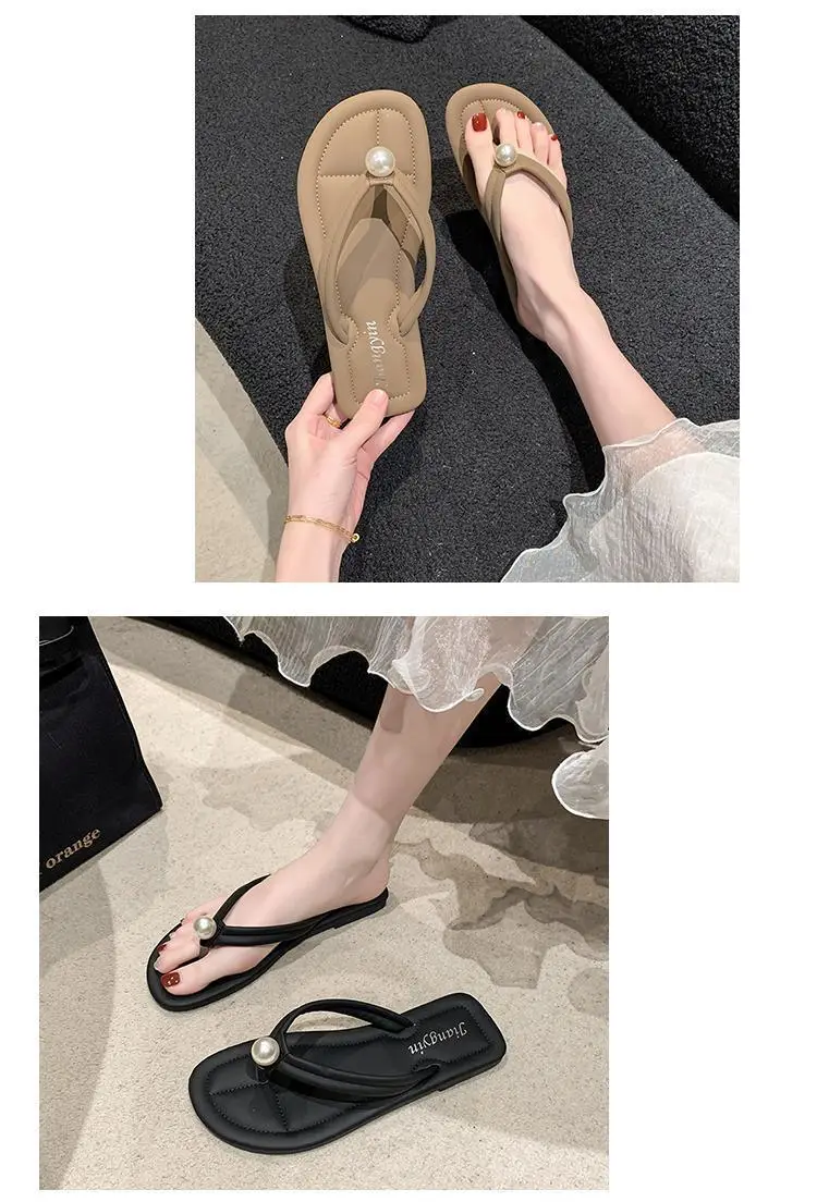 Pearl Flip-Flops for Women, Summer Outdoor Wear, Flat Soft Sole, Travel Beach Sandals, 2026 New Model — feature 9