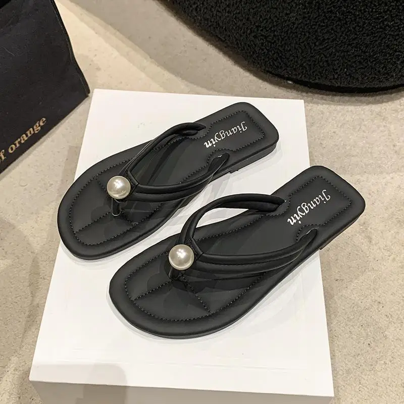 Pearl Flip-Flops for Women, Summer Outdoor Wear, Flat Soft Sole, Travel Beach Sandals, 2026 New Model - Image 4