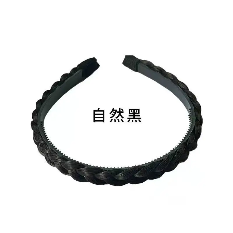 Brown Fish Bone Braided Hair Cover Wig with Sideburns - Image 13