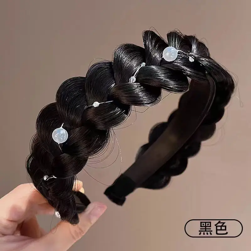 Brown Fish Bone Braided Hair Cover Wig with Sideburns - Image 16