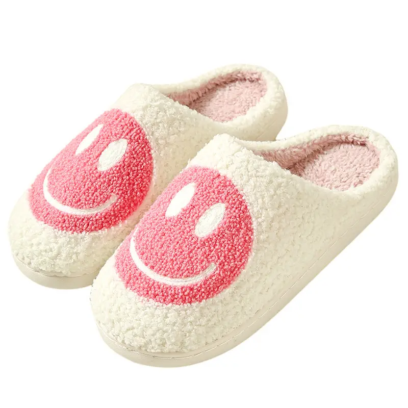 Cross-border Cotton Slippers Men's Autumn and Winter Indoor Home Thick Bottom Cute Cartoon Smiley Warm Couple Slippers - Image 10