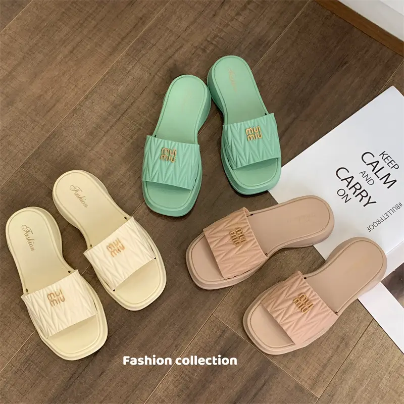 2025 Women's Pink & Green Roman Slippers - Image 7