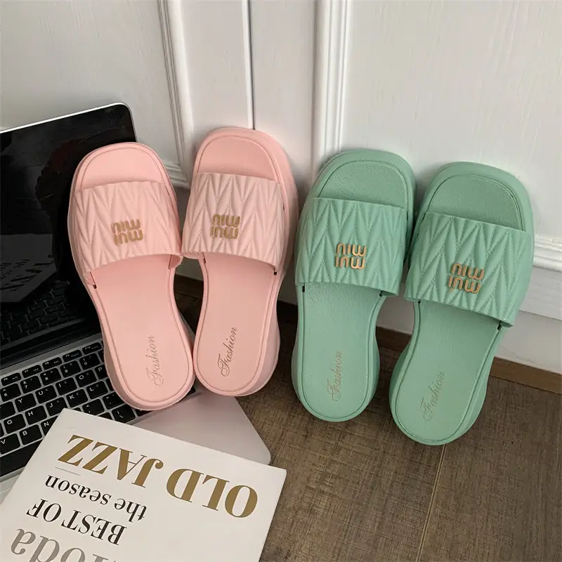 2025 Women's Pink & Green Roman Slippers - Image 8