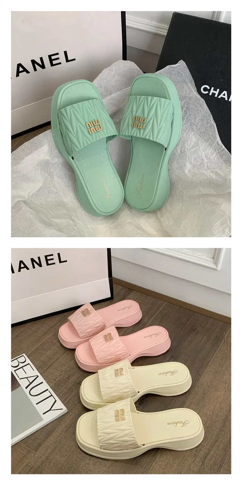 2025 Women's Pink & Green Roman Slippers — feature 13