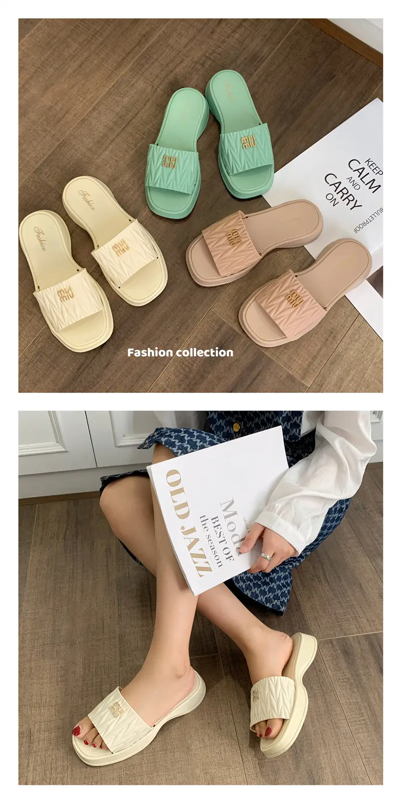 2025 Women's Pink & Green Roman Slippers — feature 8