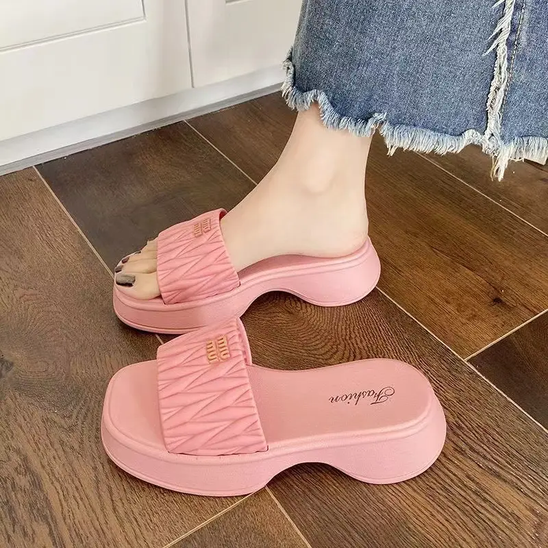 2025 Women's Pink & Green Roman Slippers - Image 4