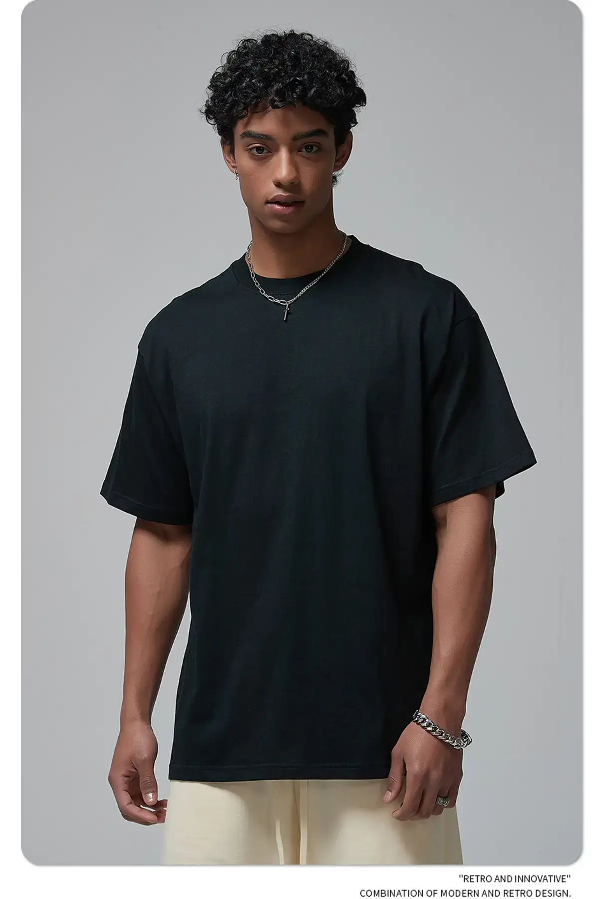 2025 Men Pure Cotton Loose Blue T-Shirt — feature 34