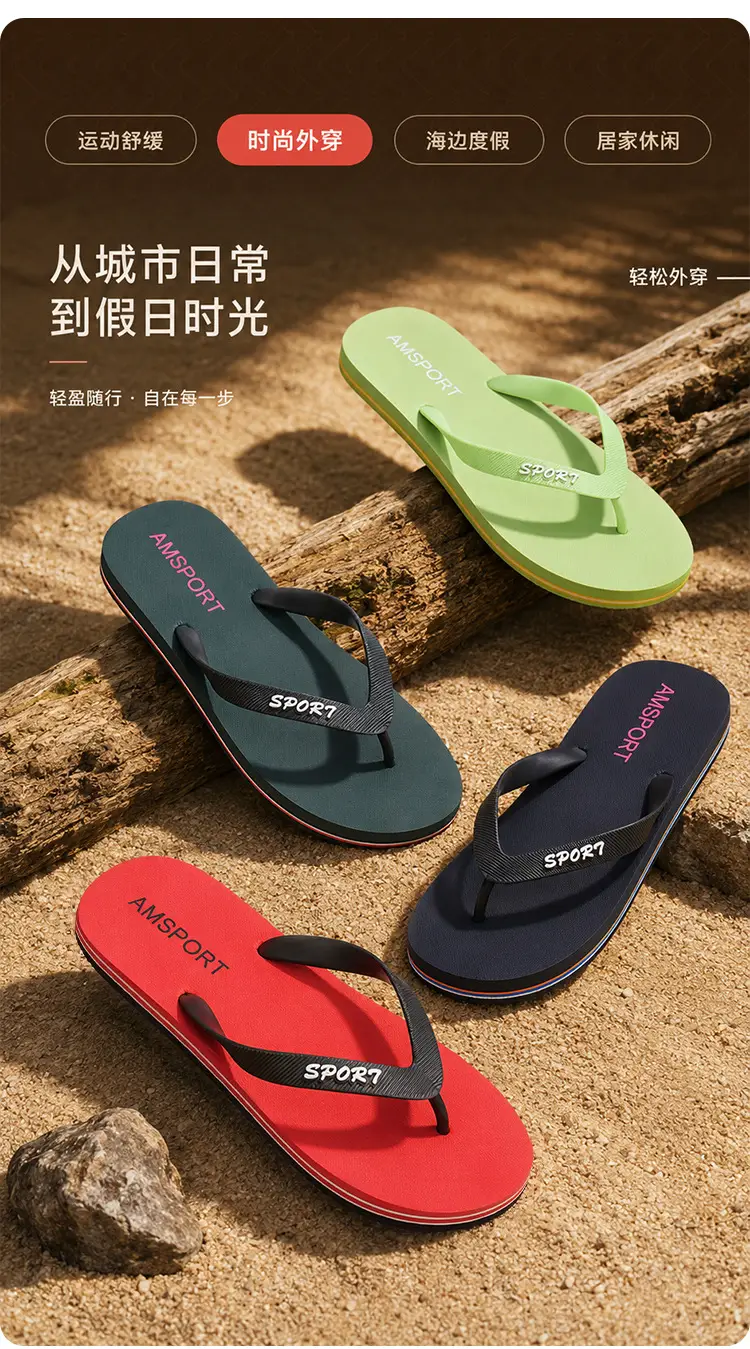 Men's Summer Flip-Flops for Outdoor Wear, Simple Non-Slip Slippers, Trendy Vietnamese Flip-Flops, Beach Slippers, Cross-Border Slippers — feature 6