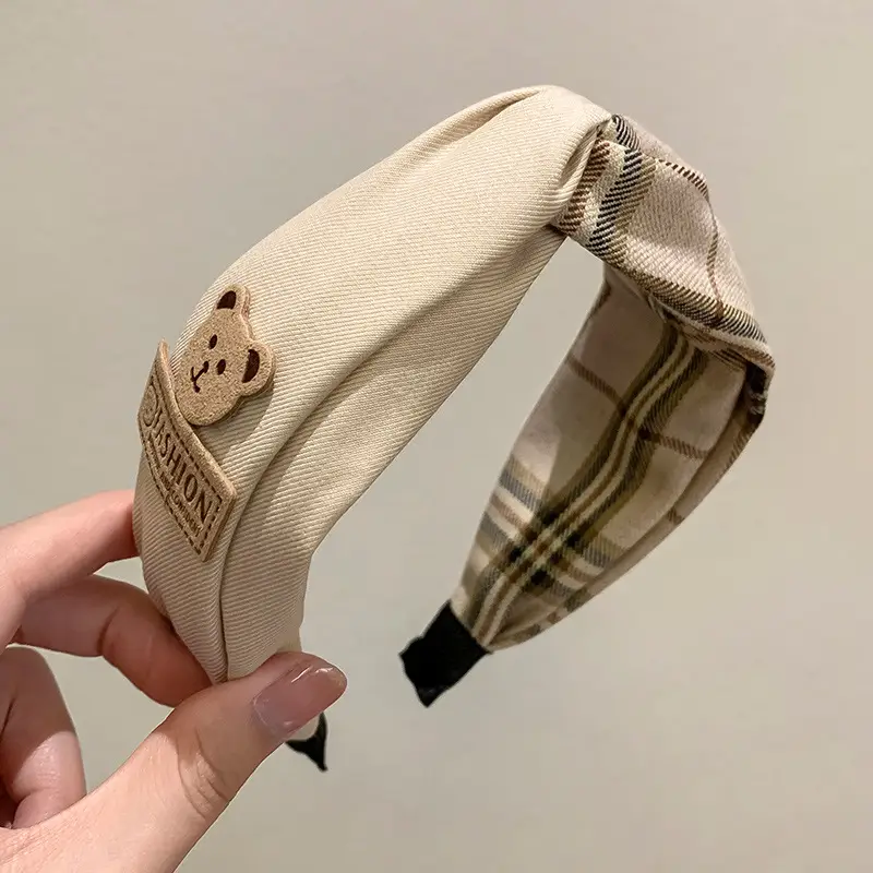 Khaki Women's High Cranial Top Retro Hair Band - Image 2