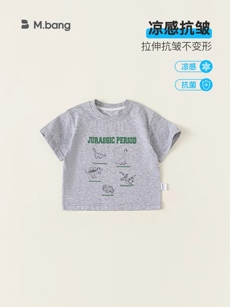 Jurassic Period Boys T-Shirt Grey 2024 Cool Wrinkle Resistant
