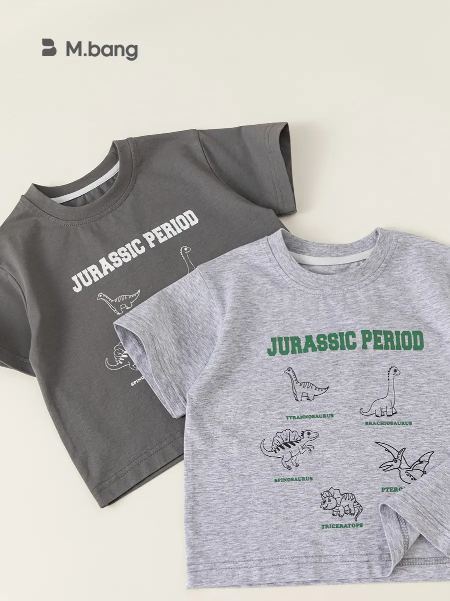 Jurassic Period Boys T-Shirt Grey 2024 Cool Wrinkle Resistant