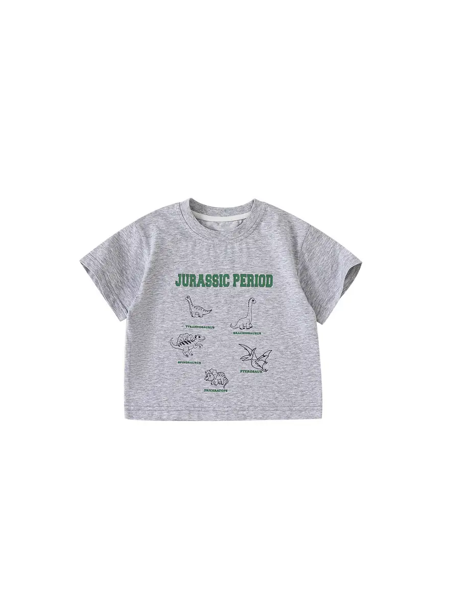 Jurassic Period Boys T-Shirt Grey 2024 Cool Wrinkle Resistant