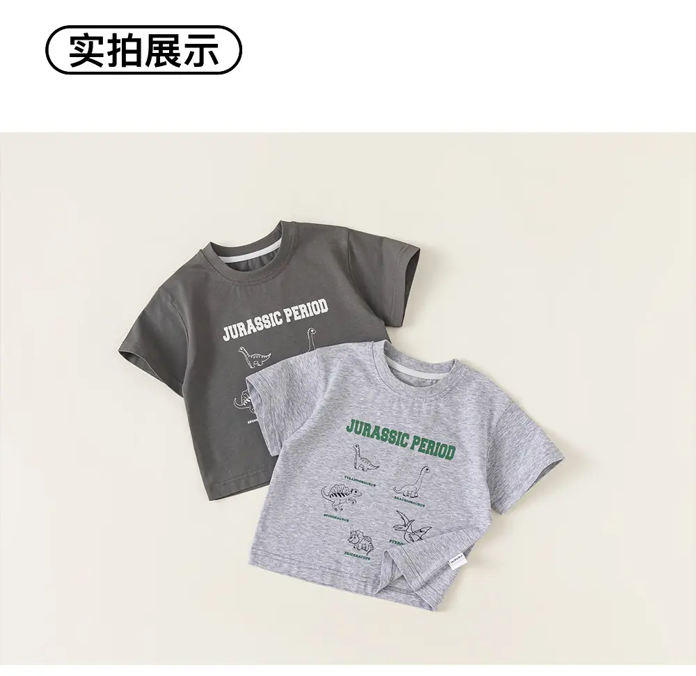 Jurassic Period Boys T-Shirt Grey 2024 Cool Wrinkle Resistant — feature 11