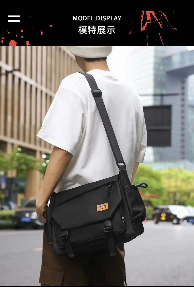 2026 Men's Black Water-Resistant Shoulder Bag — feature 22