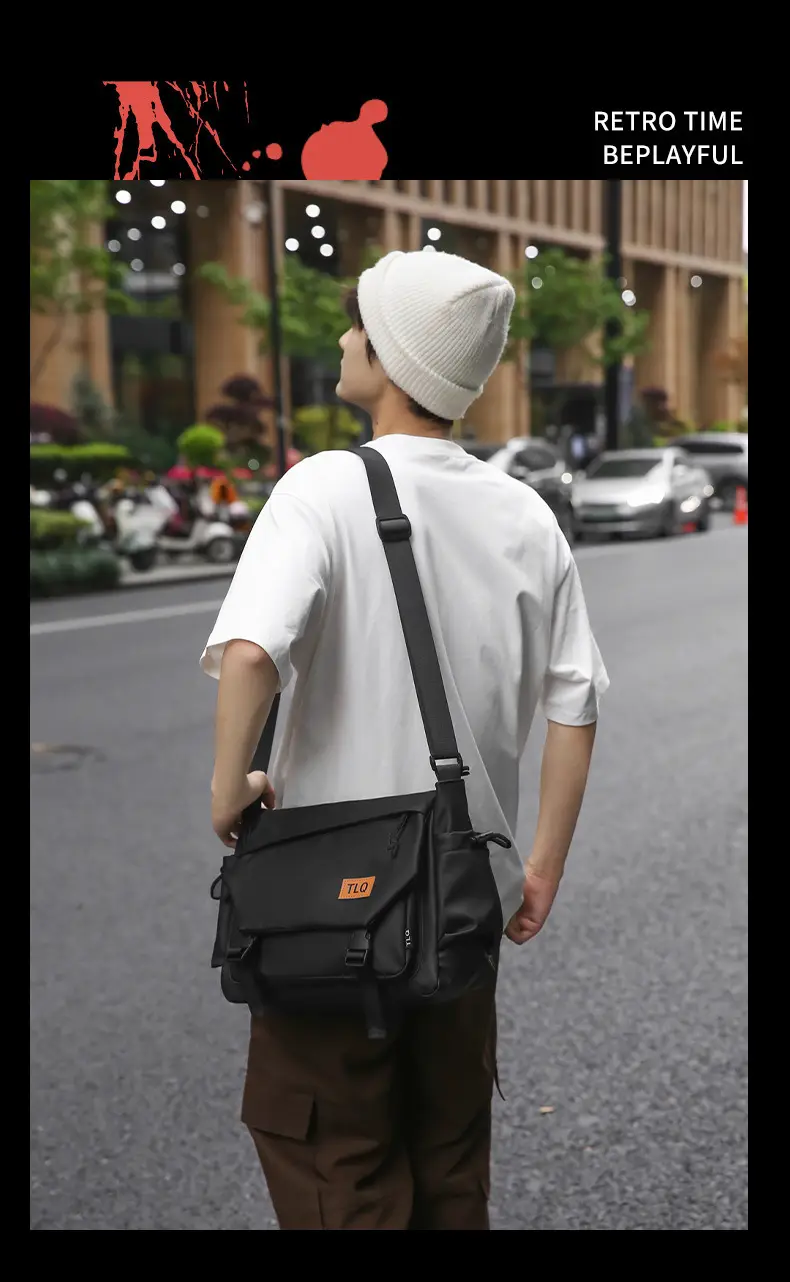 2026 Men's Black Water-Resistant Shoulder Bag — feature 24
