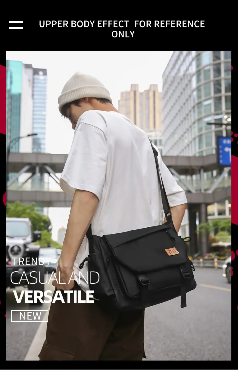 2026 Men's Black Water-Resistant Shoulder Bag — feature 3