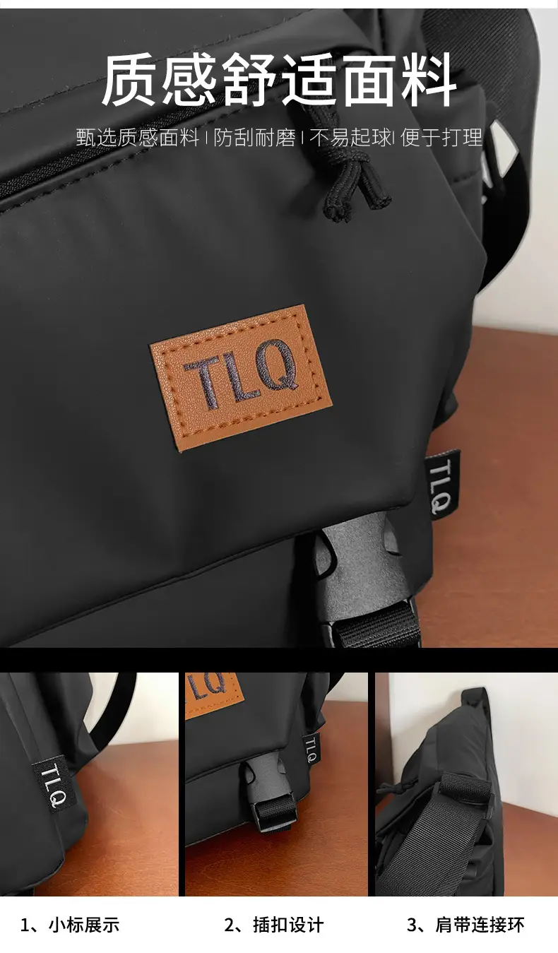 2026 Men's Black Water-Resistant Shoulder Bag — feature 5