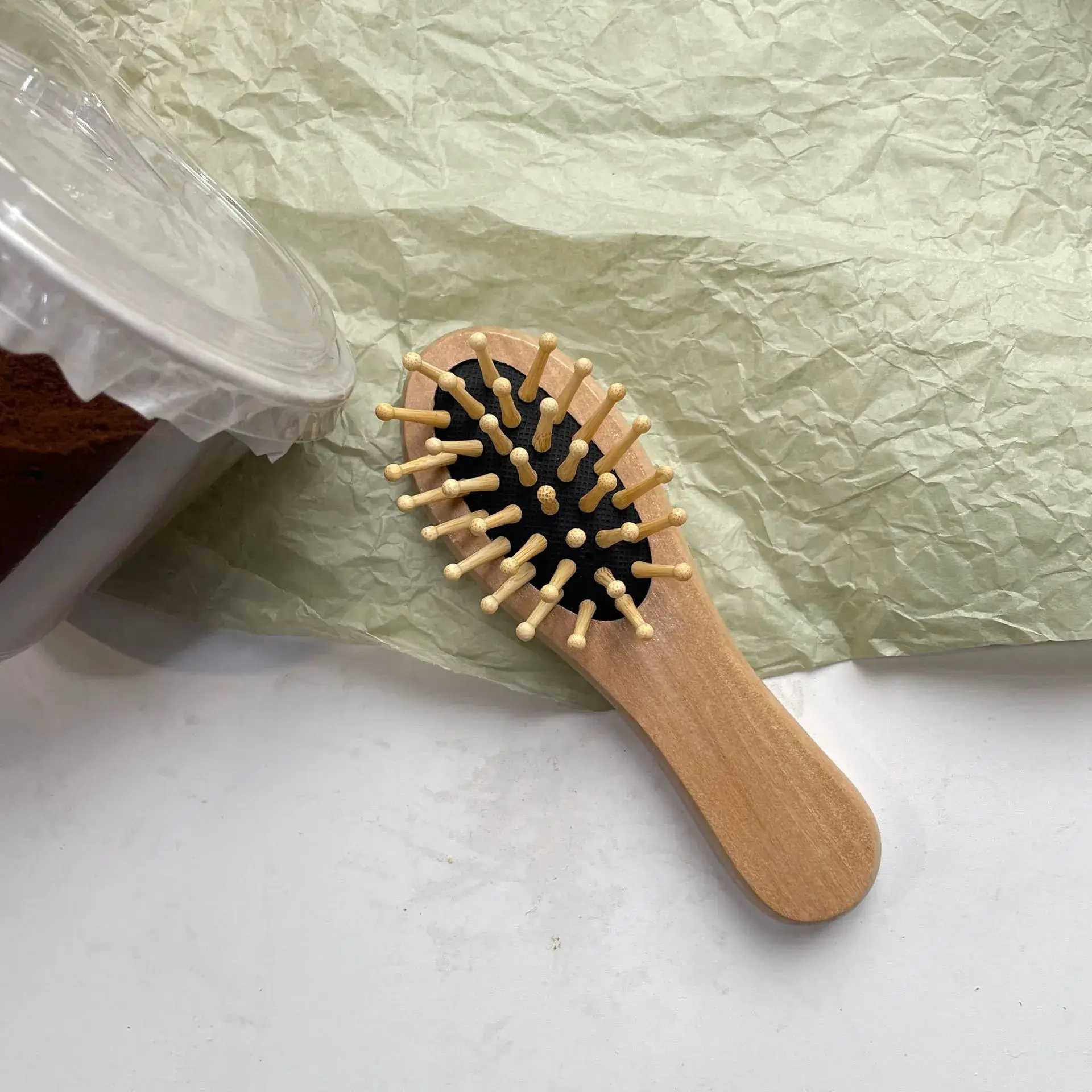 Portable Air Cushion Hair Brush for Scalp Massage Anti-Knotting Lotus Travel Home Wooden Comb BH411