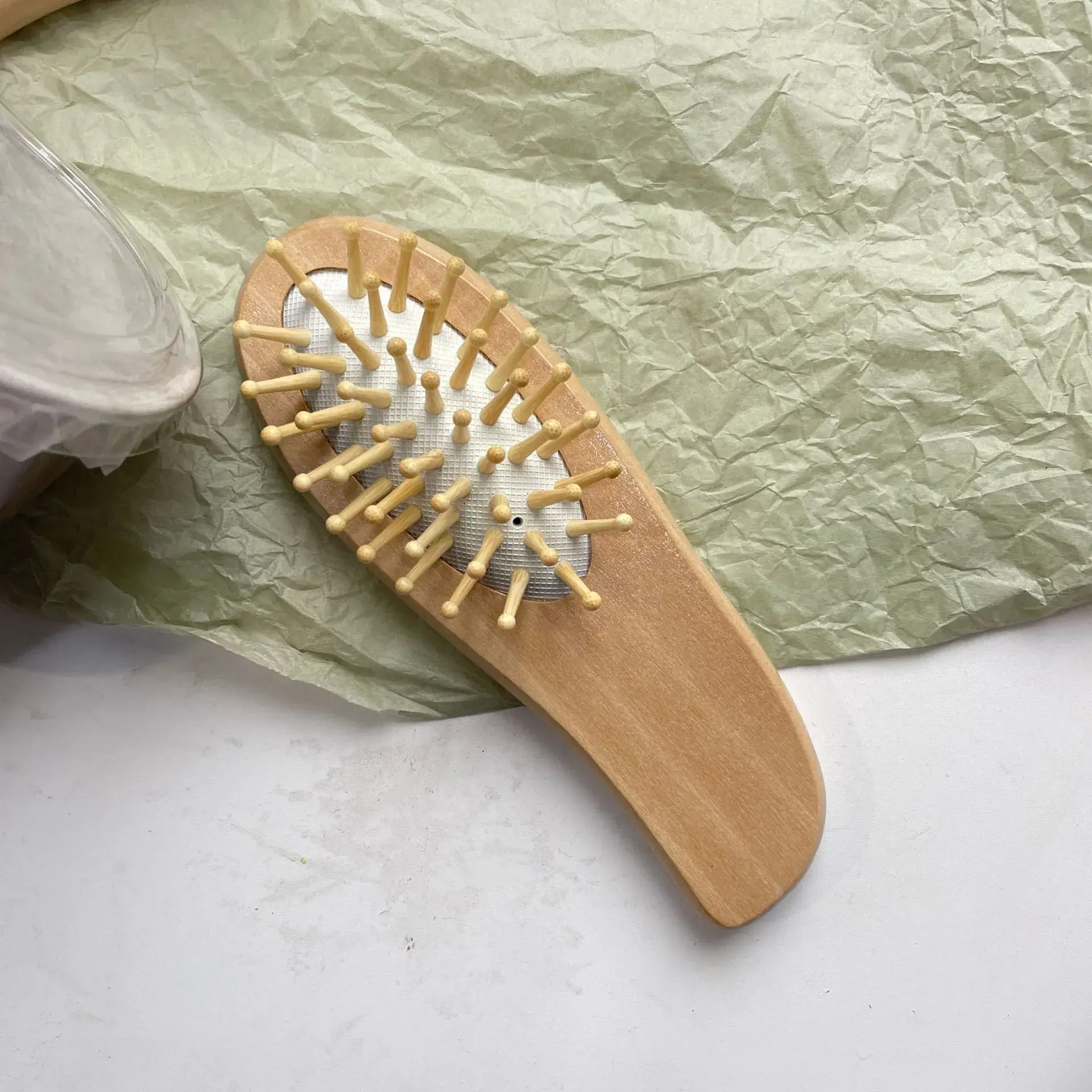 Portable Air Cushion Hair Brush for Scalp Massage Anti-Knotting Lotus Travel Home Wooden Comb BH411