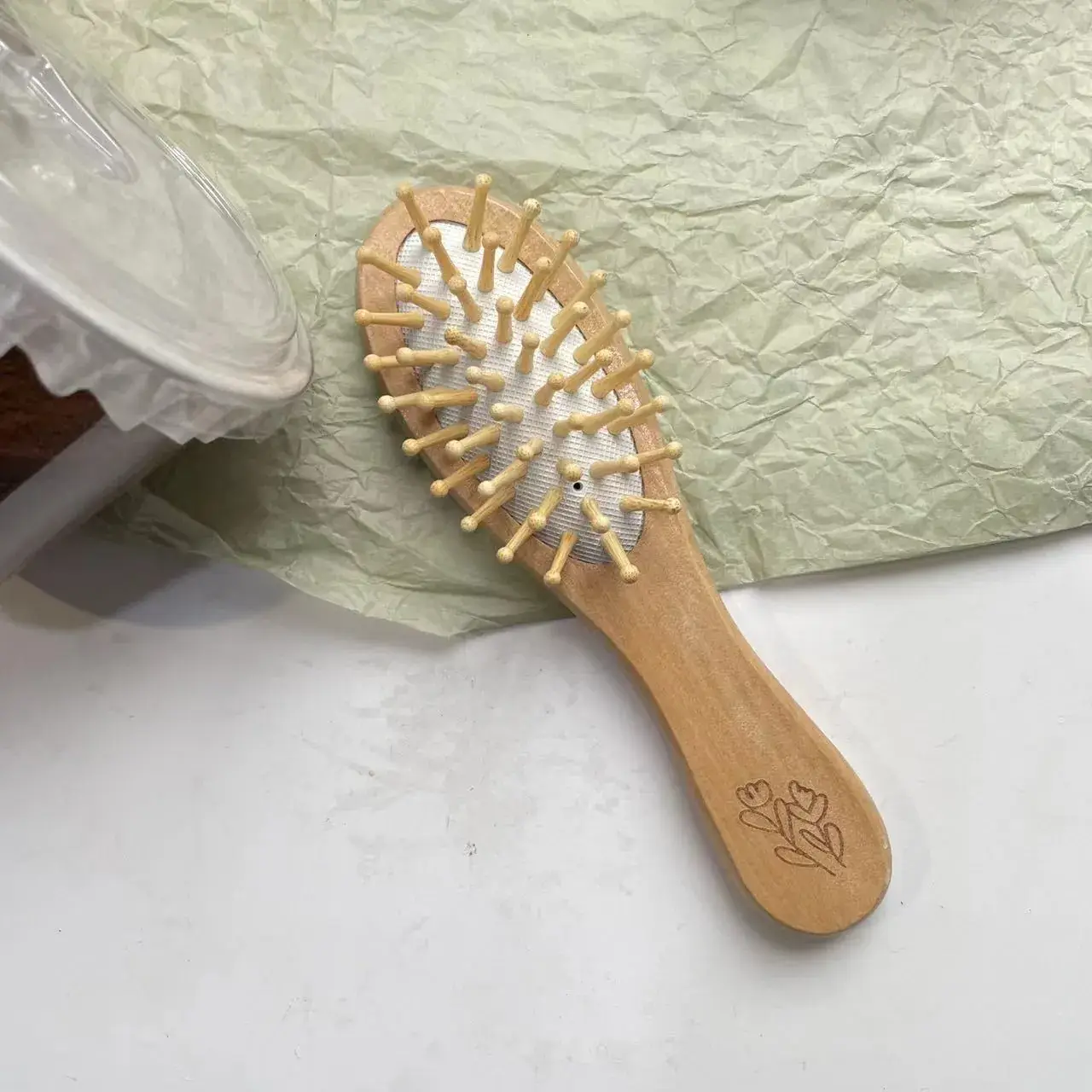 Portable Air Cushion Hair Brush for Scalp Massage Anti-Knotting Lotus Travel Home Wooden Comb BH411