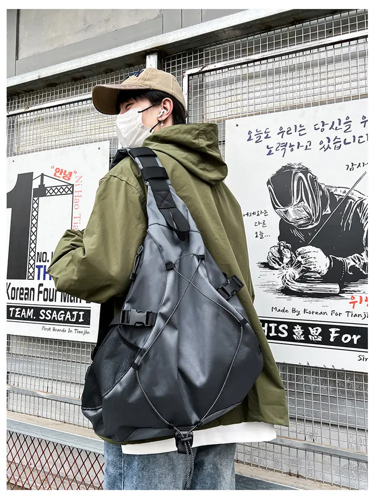 Men's Grey Crossbody Bag 2024 Large Capacity Sports Satchel — feature 12