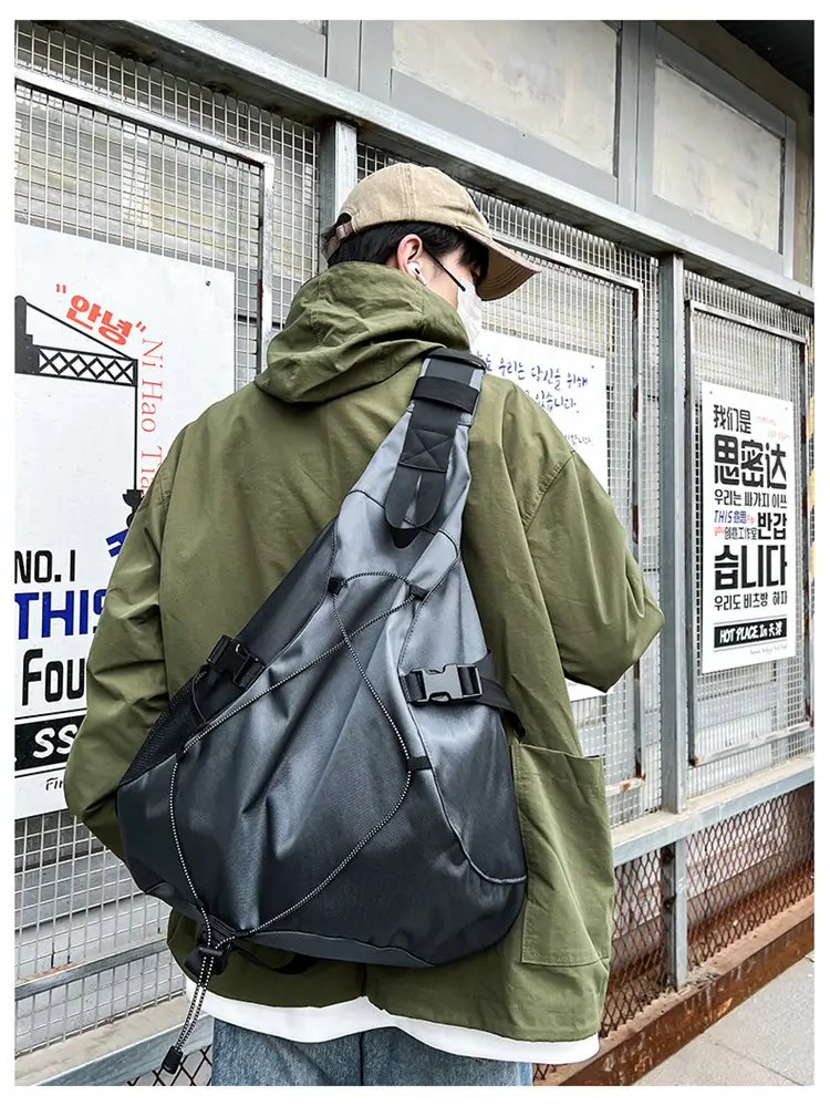 Men's Grey Crossbody Bag 2024 Large Capacity Sports Satchel — feature 13