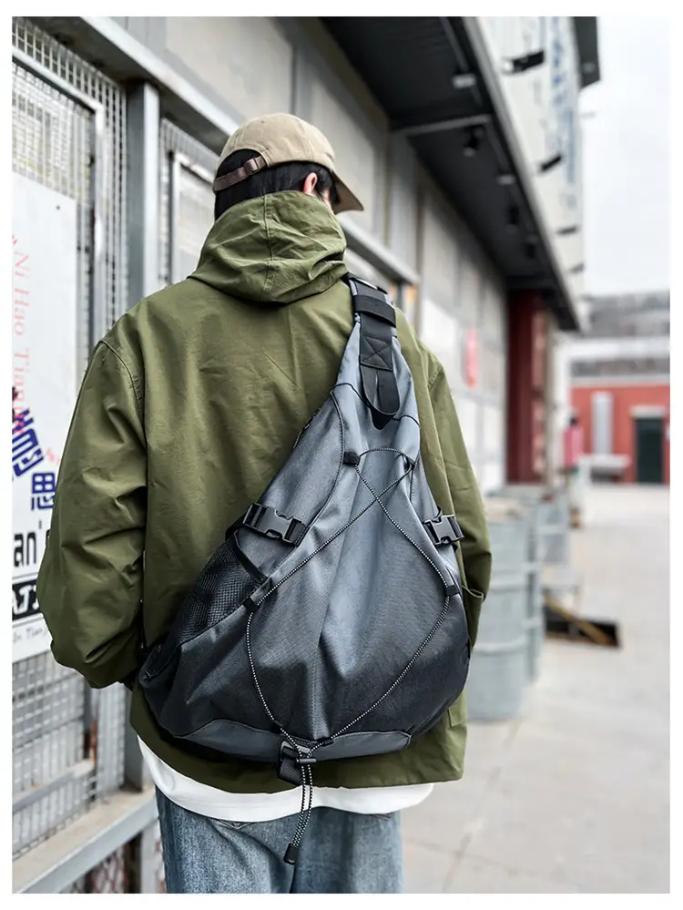Men's Grey Crossbody Bag 2024 Large Capacity Sports Satchel — feature 14