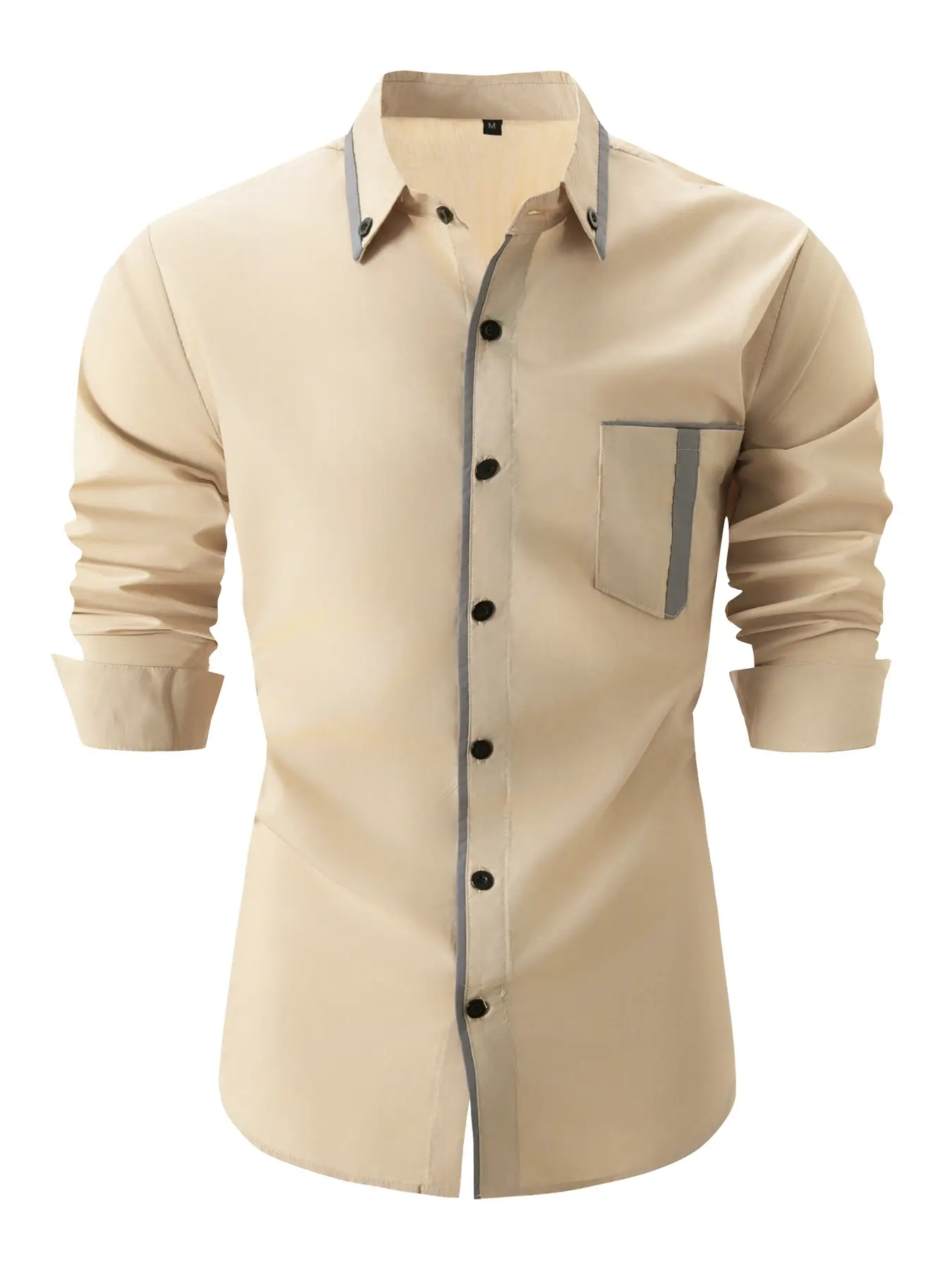 Men's Grey Slim Fit Plaid Button Shirt - Image 8