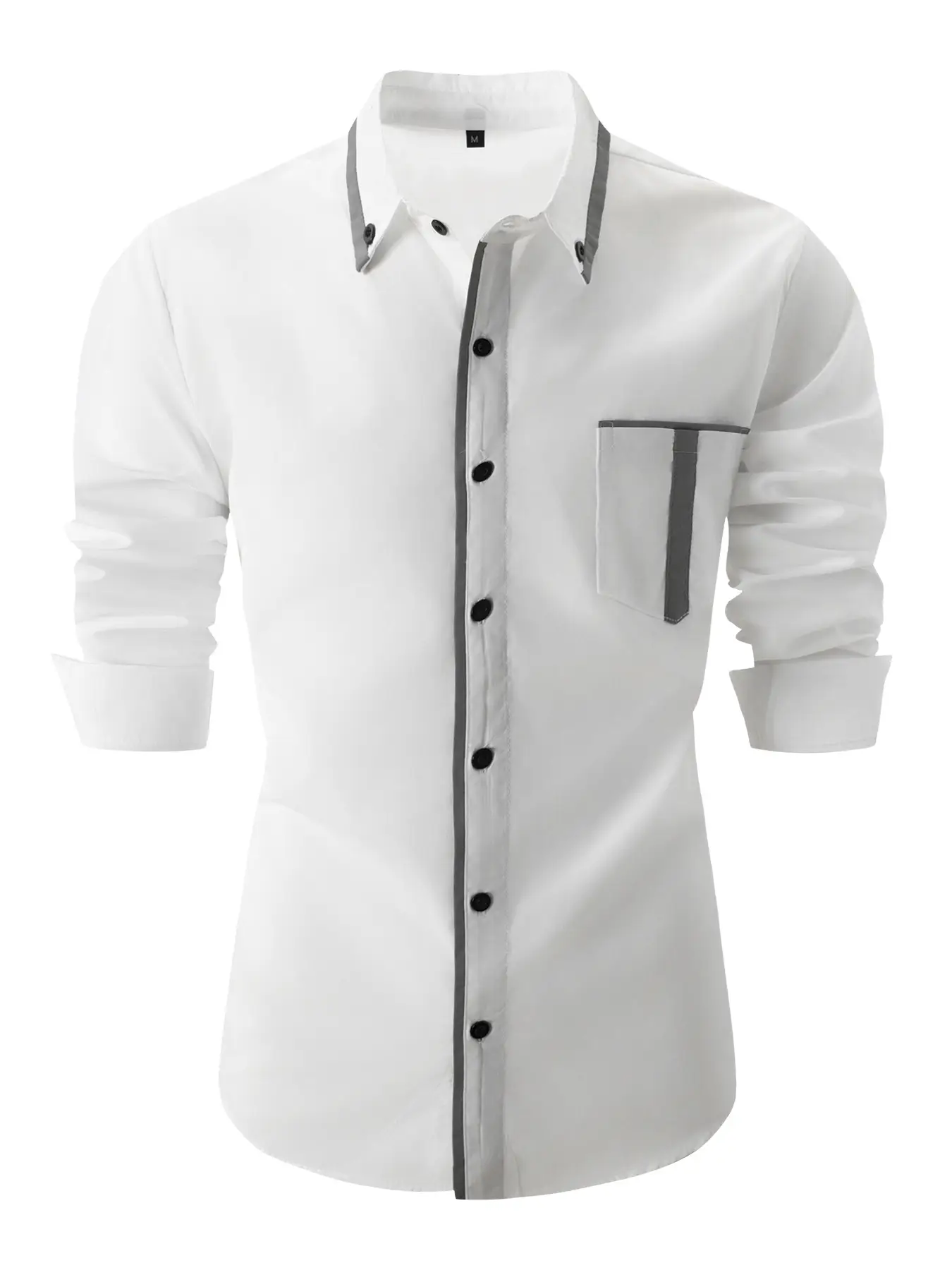 Men's Grey Slim Fit Plaid Button Shirt - Image 9
