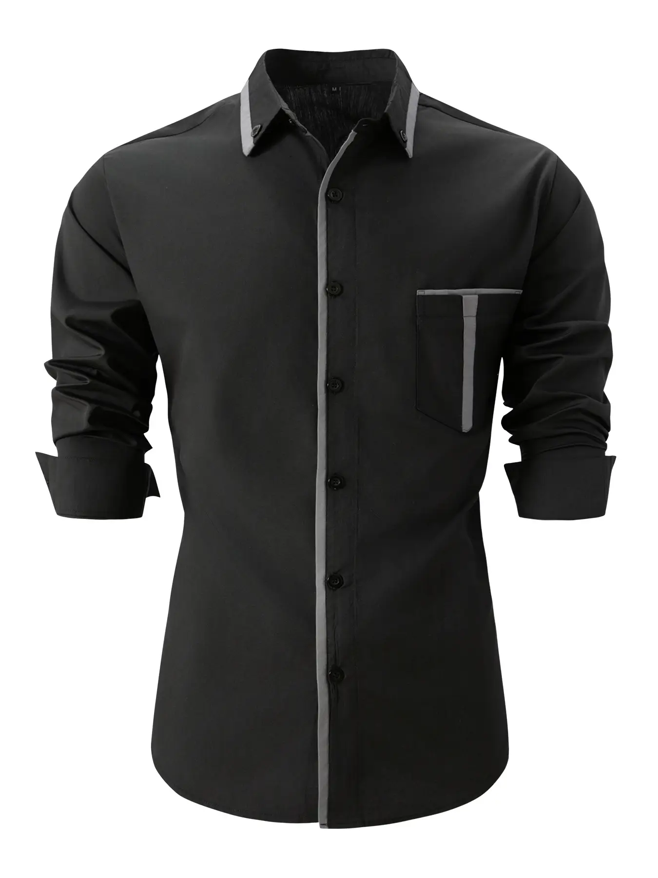 Men's Grey Slim Fit Plaid Button Shirt - Image 11