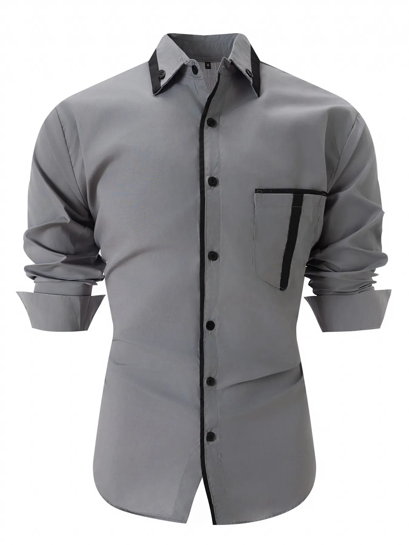 Men's Grey Slim Fit Plaid Button Shirt — feature 7