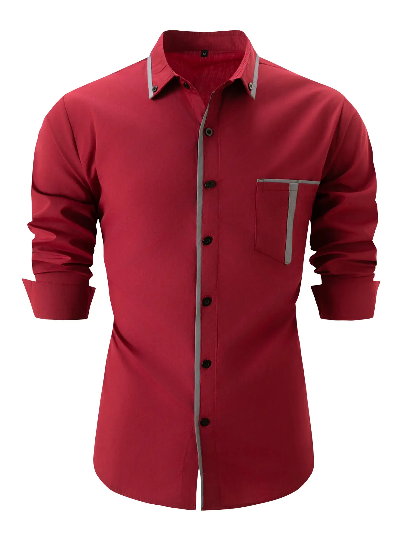 Men's Grey Slim Fit Plaid Button Shirt - Image 4