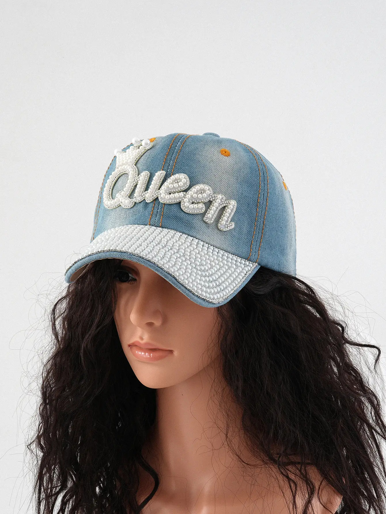 Women's Pearl Diamond Crown Baseball Cap Queen Design Adjustable — feature 3
