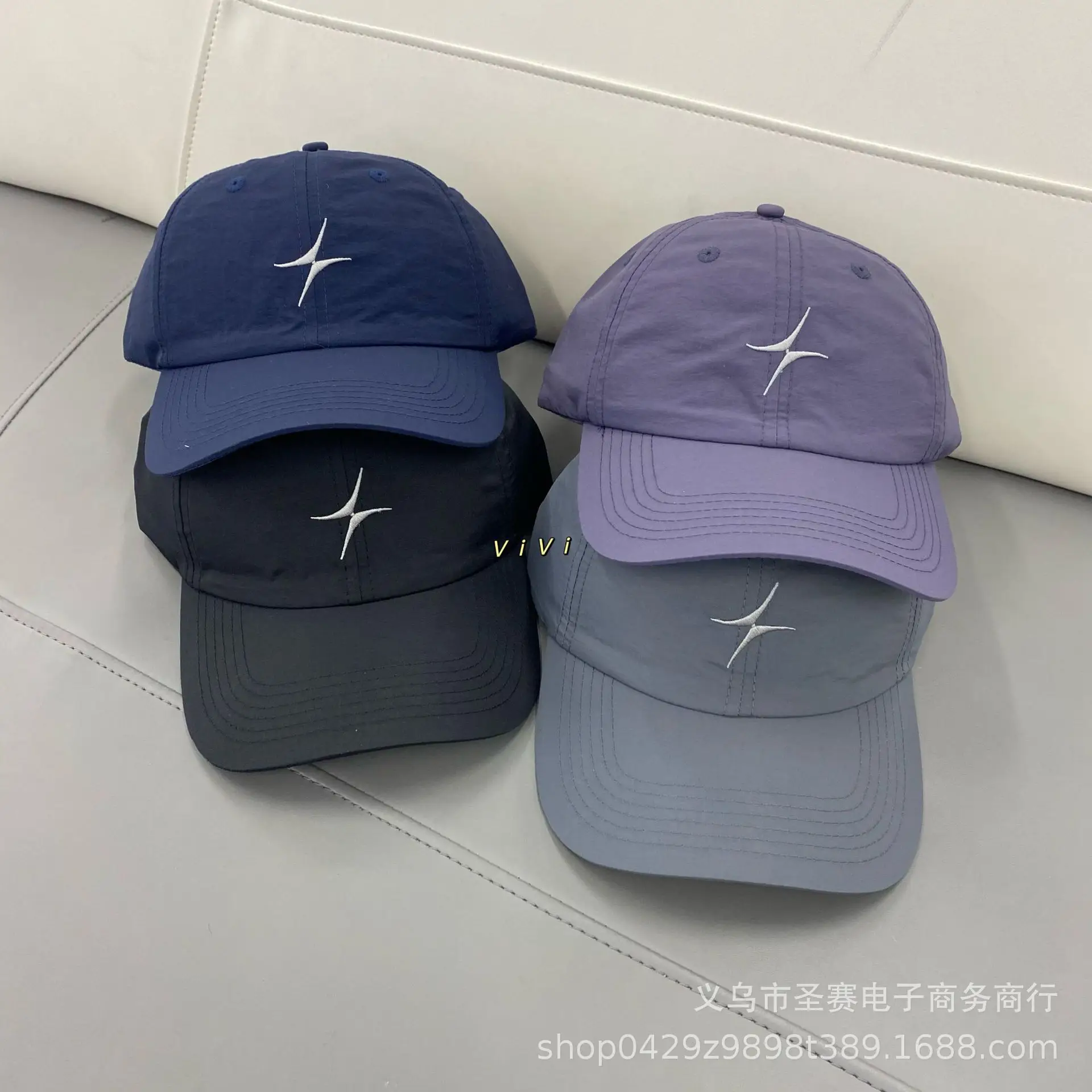 Women Black V-Style Baseball Cap with Star Embroidery - Image 7