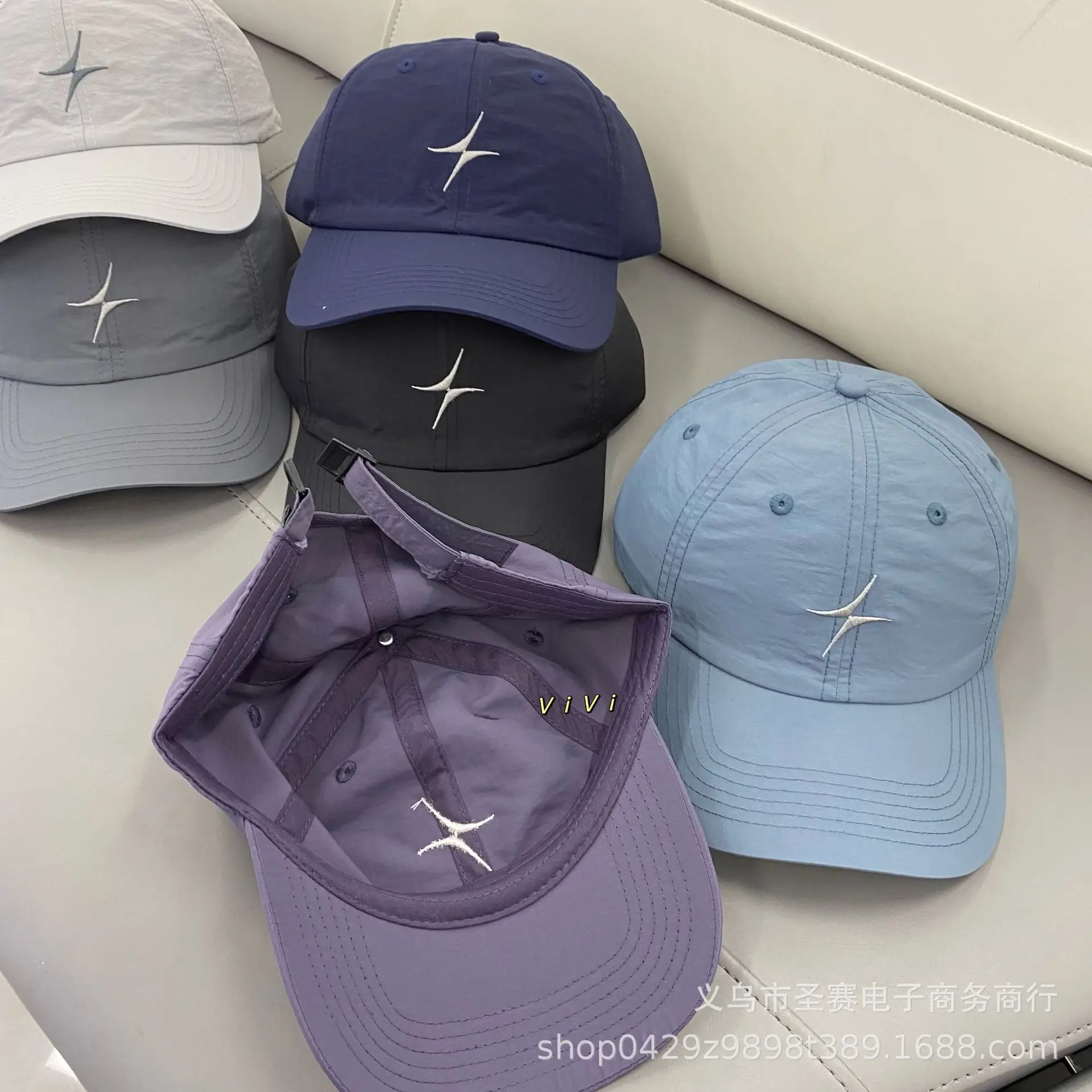 Women Black V-Style Baseball Cap with Star Embroidery - Image 9