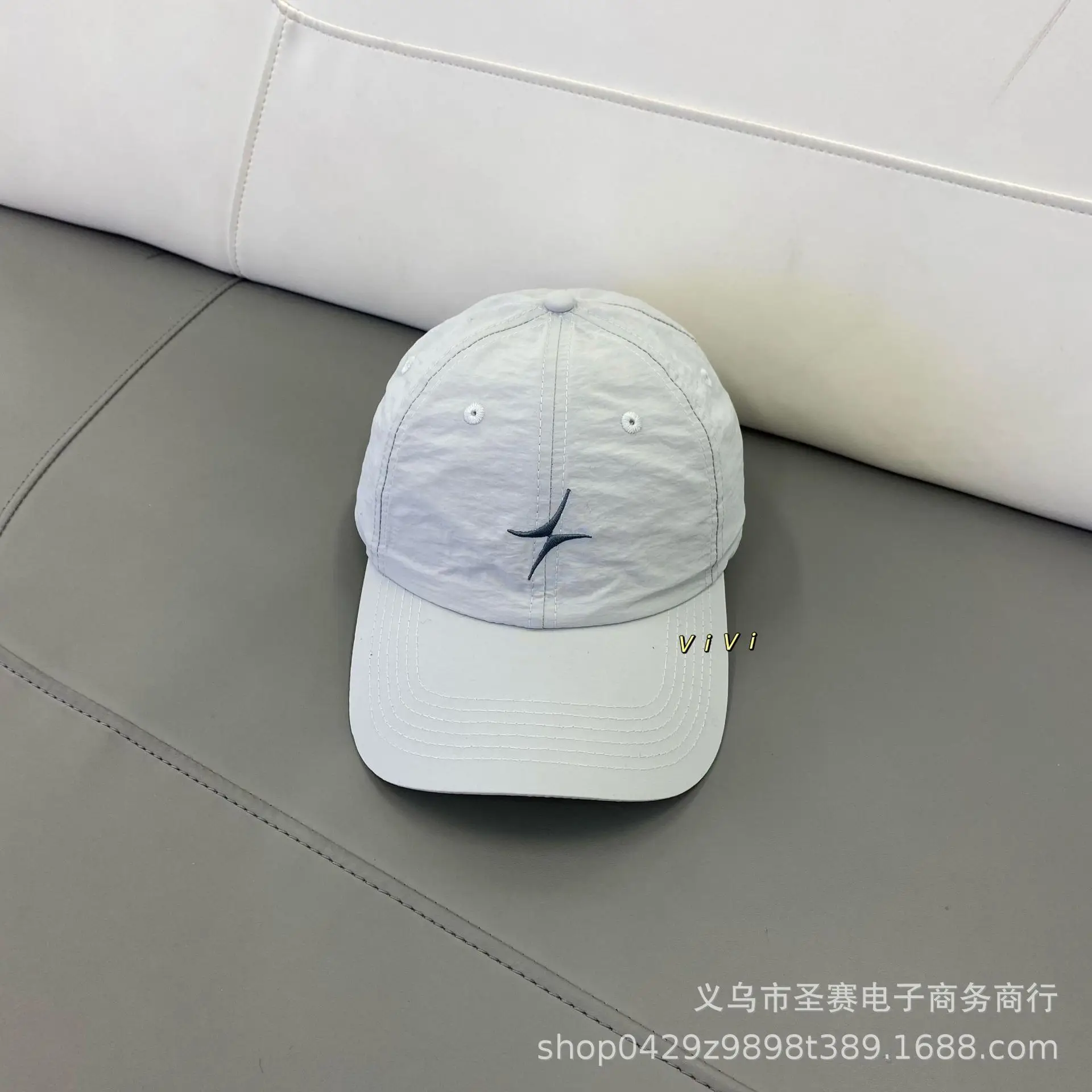 Women Black V-Style Baseball Cap with Star Embroidery - Image 2