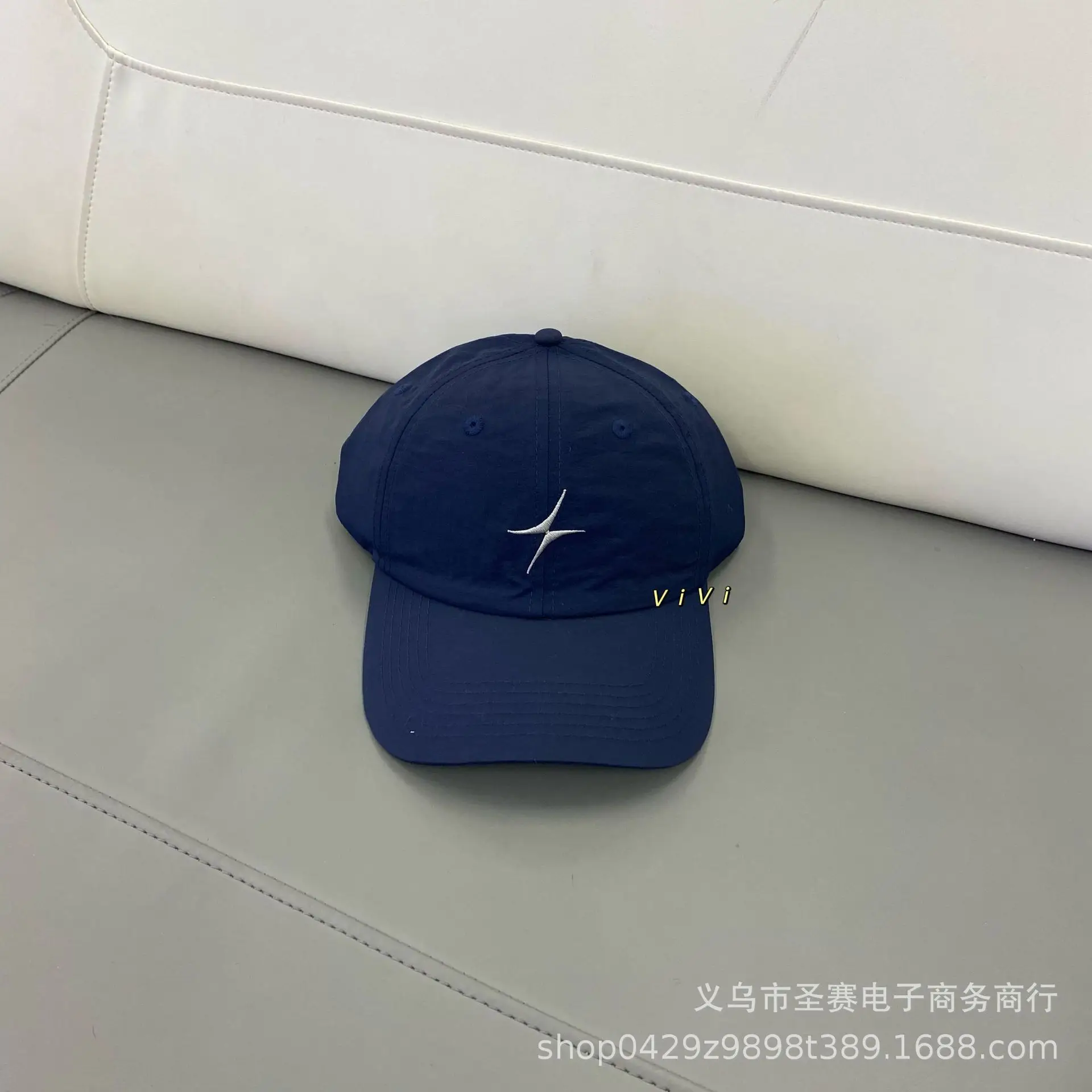 Women Black V-Style Baseball Cap with Star Embroidery - Image 3