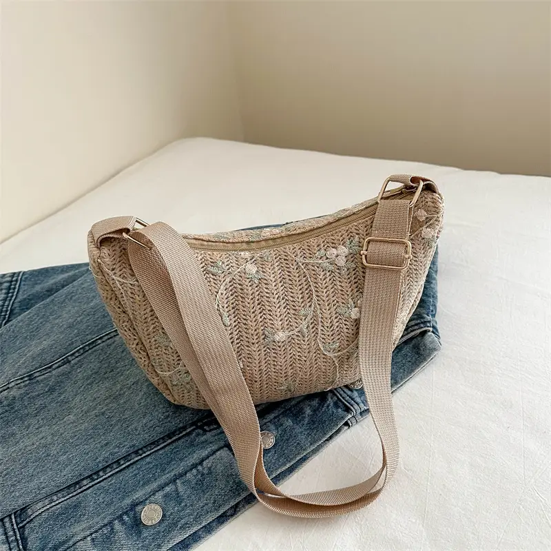 Vintage Straw Saddle Shoulder Bag for Women 2024 - Image 2