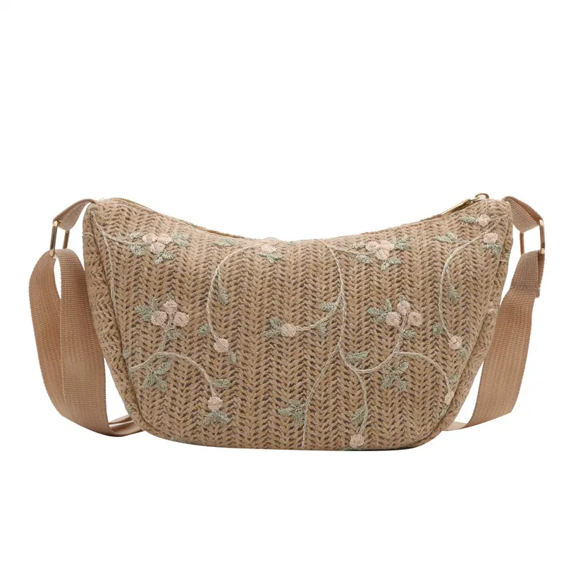 Vintage Straw Saddle Shoulder Bag for Women 2024 - Image 6