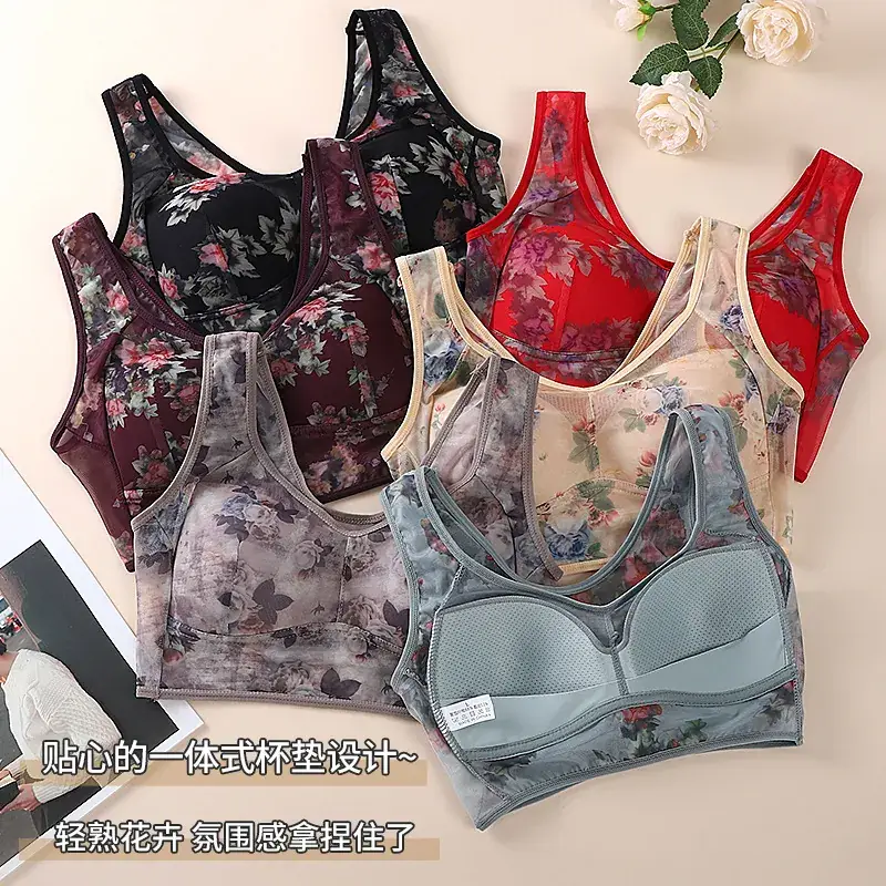 Retro Floral One Piece Chest Pad Plus Size - Image 9