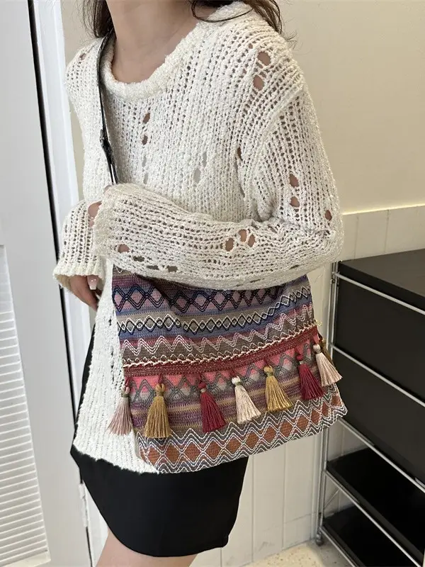 Chinese Style Tassel Handbag Large Casual 2024 Spring - Image 5